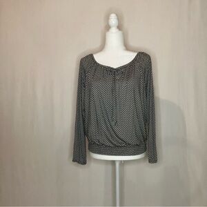 Michael Michael Kors Black and White Women's Top Geometric Shapes Elastic Waste